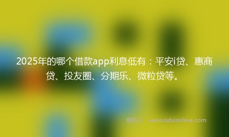 2025年的哪个借款app利息低有：平安i贷、惠商贷、投友圈、分期乐、微粒贷等。