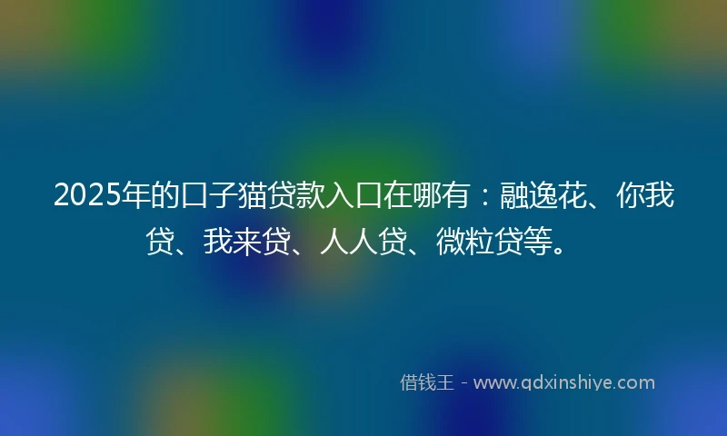 2025年的口子猫贷款入口在哪有：融逸花、你我贷、我来贷、人人贷、微粒贷等。