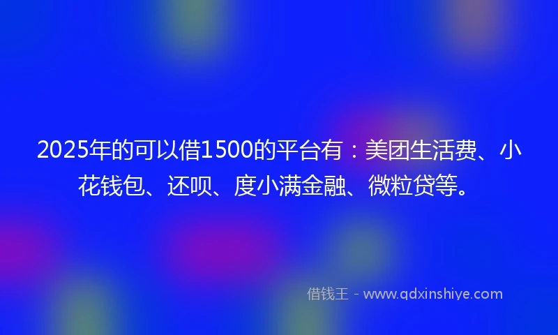 2025年的可以借1500的平台有：美团生活费、小花钱包、还呗、度小满金融、微粒贷等。