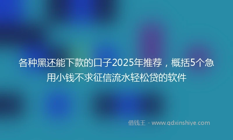 各种黑还能下款的口子2025年推荐,概括5个急用小钱不求征信流水轻松贷的软件