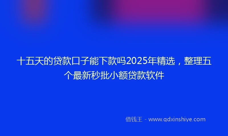 十五天的贷款口子能下款吗2025年精选，整理五个最新秒批小额贷款软件