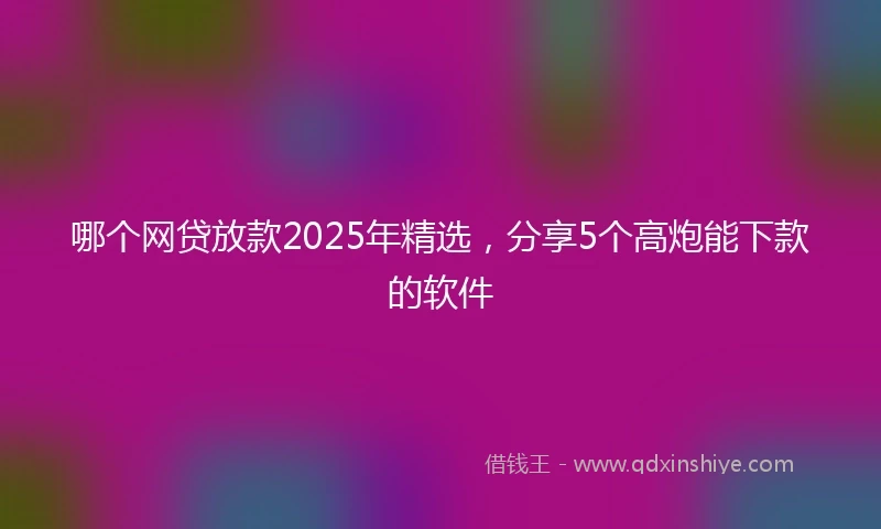 哪个网贷放款2025年精选，分享5个高炮能下款的软件