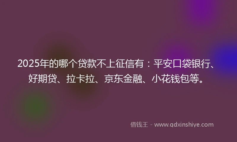 2025年的哪个贷款不上征信有：平安口袋银行、好期贷、拉卡拉、京东金融、小花钱包等。
