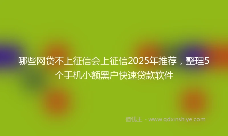 哪些网贷不上征信会上征信2025年推荐，整理5个手机小额黑户快速贷款软件