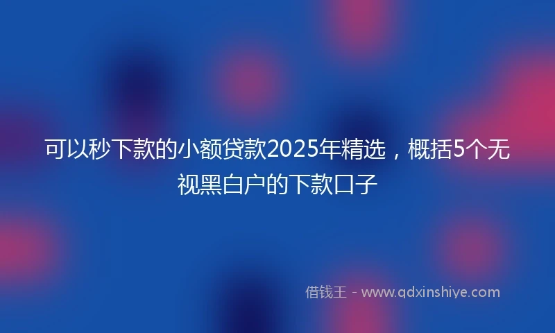 可以秒下款的小额贷款2025年精选，概括5个无视黑白户的下款口子