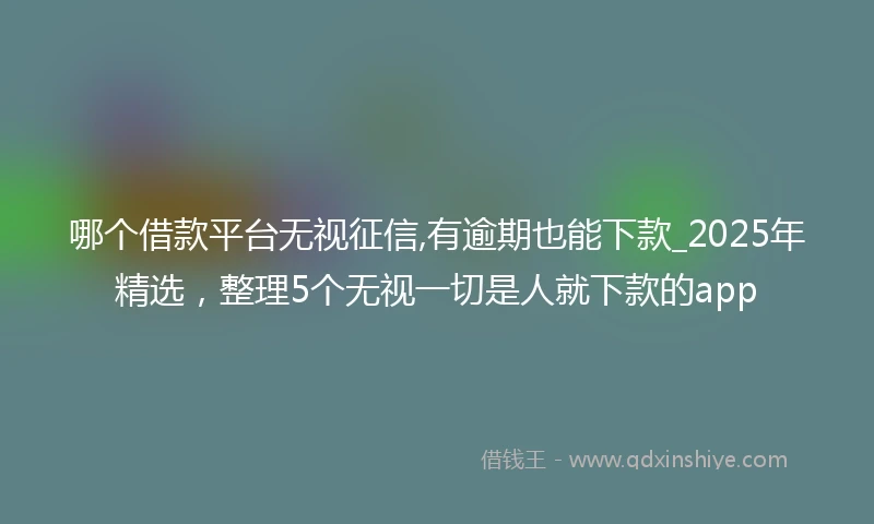 哪个借款平台无视征信,有逾期也能下款_2025年精选，整理5个无视一切是人就下款的app