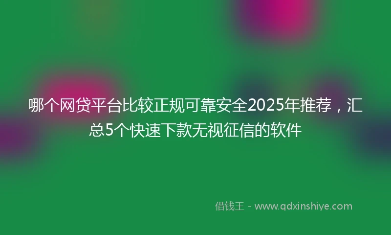 哪个网贷平台比较正规可靠安全2025年推荐，汇总5个快速下款无视征信的软件