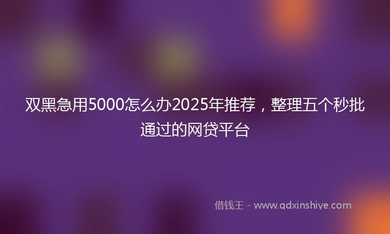 双黑急用5000怎么办2025年推荐，整理五个秒批通过的网贷平台