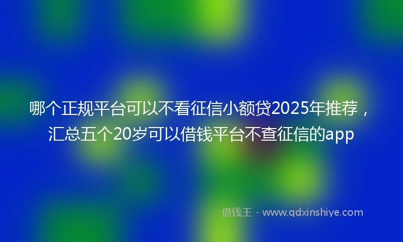 哪个正规平台可以不看征信小额贷2025年推荐，汇总五个20岁可以借钱平台不查征信的app