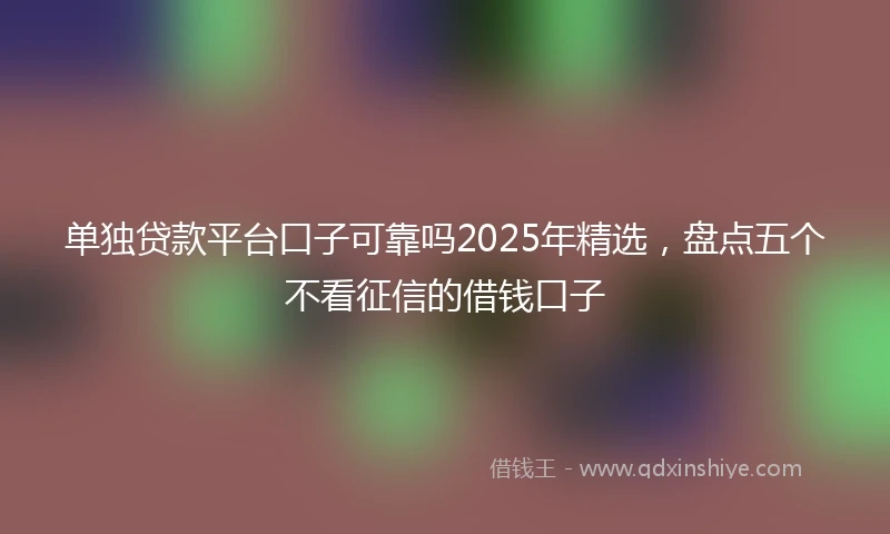 单独贷款平台口子可靠吗2025年精选，盘点五个不看征信的借钱口子