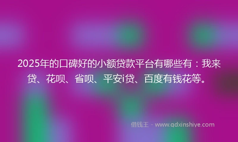 2025年的口碑好的小额贷款平台有哪些有：我来贷、花呗、省呗、平安i贷、百度有钱花等。