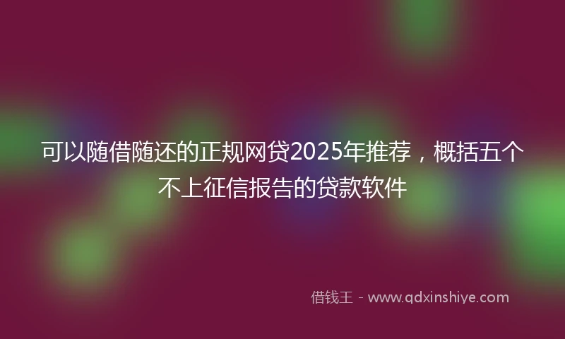 可以随借随还的正规网贷2025年推荐,概括五个不上征信报告的贷款软件