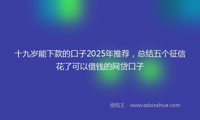 十九岁能下款的口子2025年推荐，总结五个征信花了可以借钱的网贷口子