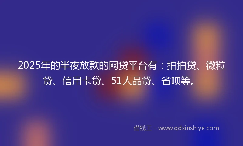 2025年的半夜放款的网贷平台有：拍拍贷、微粒贷、信用卡贷、51人品贷、省呗等。