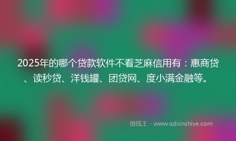 2025年的哪个贷款软件不看芝麻信用有：惠商贷、读秒贷、洋钱罐、团贷网、度小满金融等。