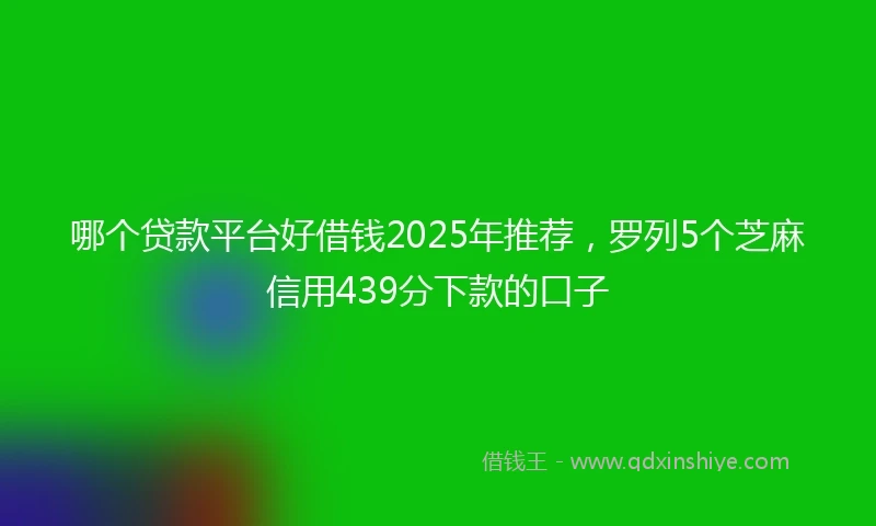 哪个贷款平台好借钱2025年推荐，罗列5个芝麻信用439分下款的口子