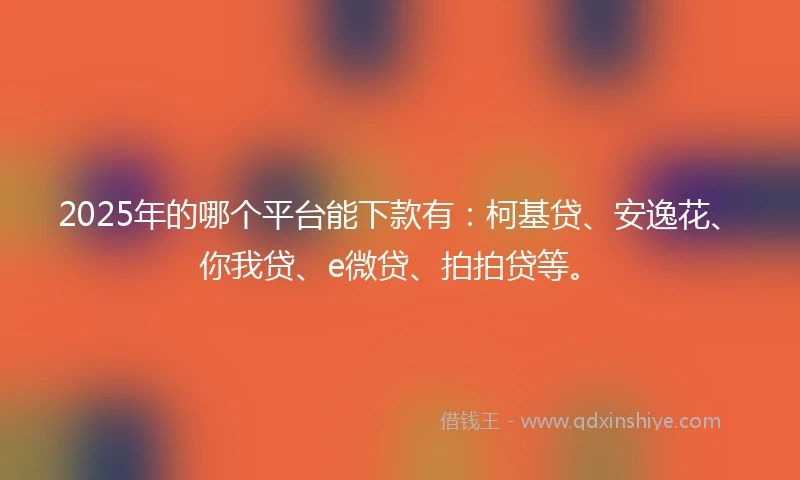 2025年的哪个平台能下款有：柯基贷、安逸花、你我贷、e微贷、拍拍贷等。