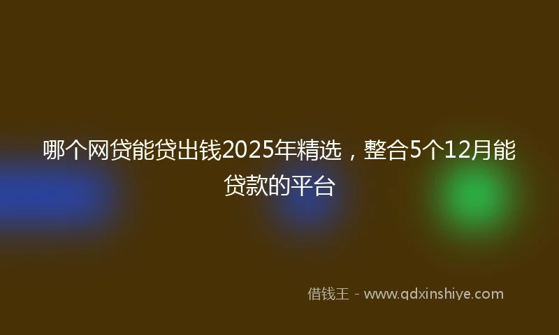 哪个网贷能贷出钱2025年精选，整合5个12月能贷款的平台