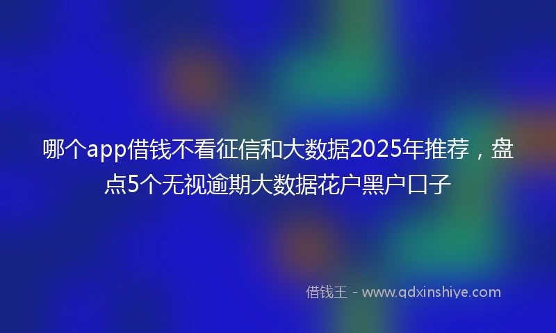 哪个app借钱不看征信和大数据2025年推荐，盘点5个无视逾期大数据花户黑户口子