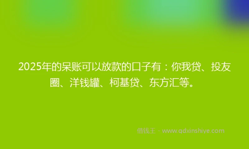 2025年的呆账可以放款的口子有：你我贷、投友圈、洋钱罐、柯基贷、东方汇等。