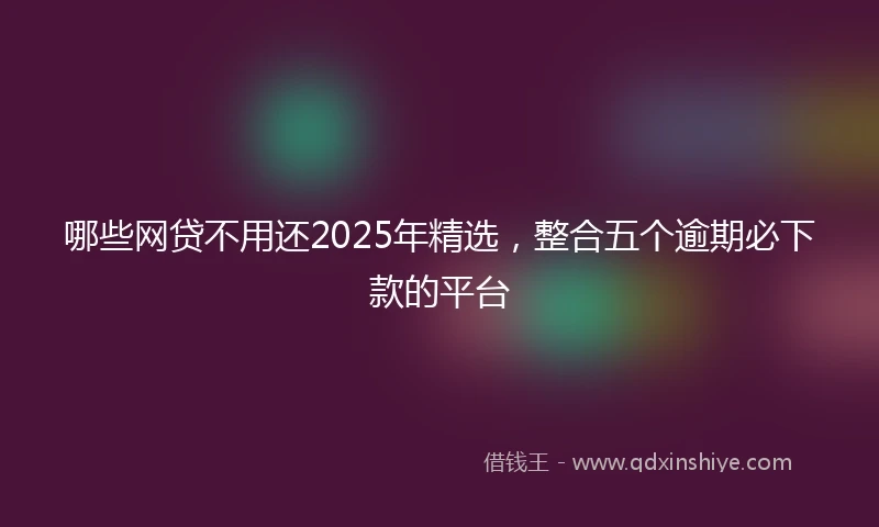 哪些网贷不用还2025年精选，整合五个逾期必下款的平台