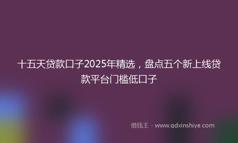 十五天贷款口子2025年精选，盘点五个新上线贷款平台门槛低口子