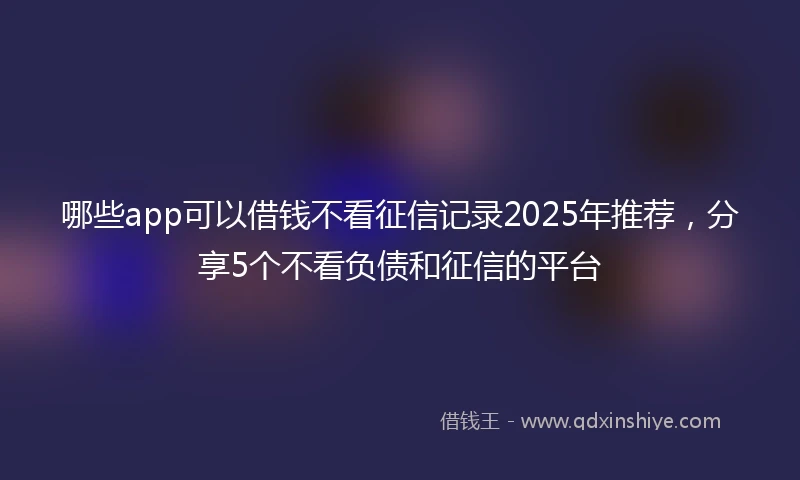 哪些app可以借钱不看征信记录2025年推荐，分享5个不看负债和征信的平台