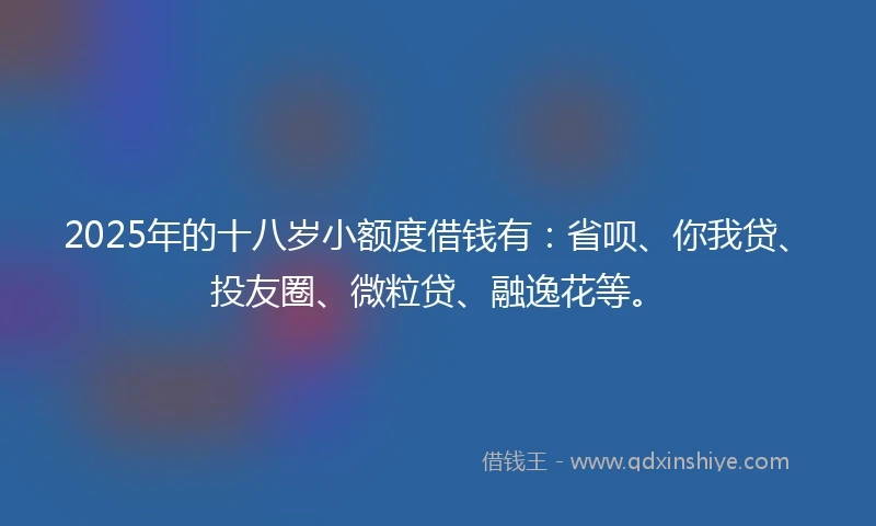 2025年的十八岁小额度借钱有：省呗、你我贷、投友圈、微粒贷、融逸花等。