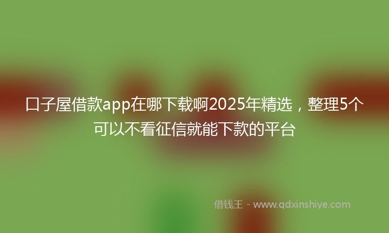 口子屋借款app在哪下载啊2025年精选，整理5个可以不看征信就能下款的平台