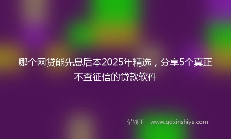 哪个网贷能先息后本2025年精选，分享5个真正不查征信的贷款软件