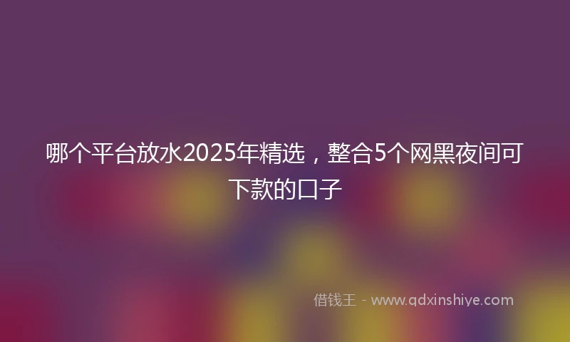 哪个平台放水2025年精选，整合5个网黑夜间可下款的口子