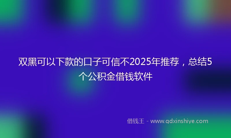 双黑可以下款的口子可信不2025年推荐，总结5个公积金借钱软件