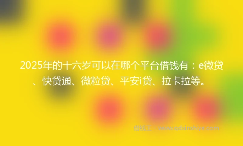 2025年的十六岁可以在哪个平台借钱有：e微贷、快贷通、微粒贷、平安i贷、拉卡拉等。