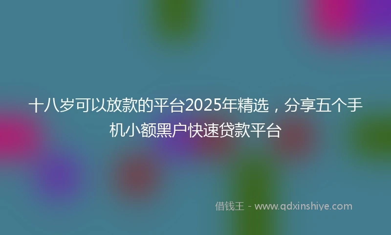 十八岁可以放款的平台2025年精选，分享五个手机小额黑户快速贷款平台