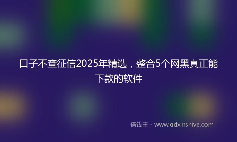 口子不查征信2025年精选，整合5个网黑真正能下款的软件