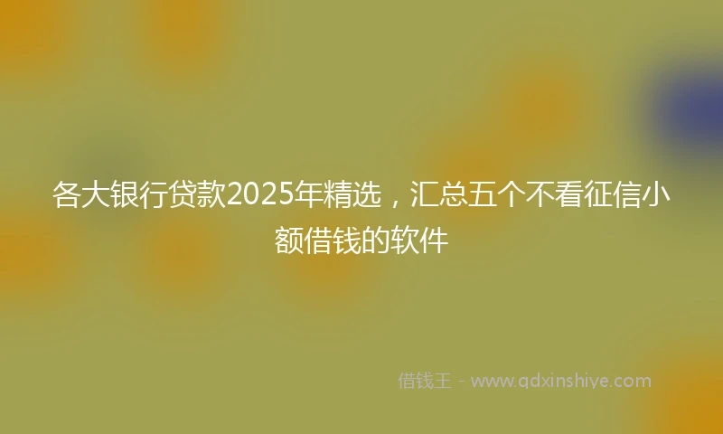 各大银行贷款2025年精选,汇总五个不看征信小额借钱的软件