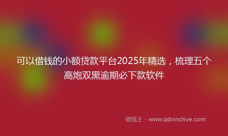 可以借钱的小额贷款平台2025年精选,梳理五个高炮双黑逾期必下款软件