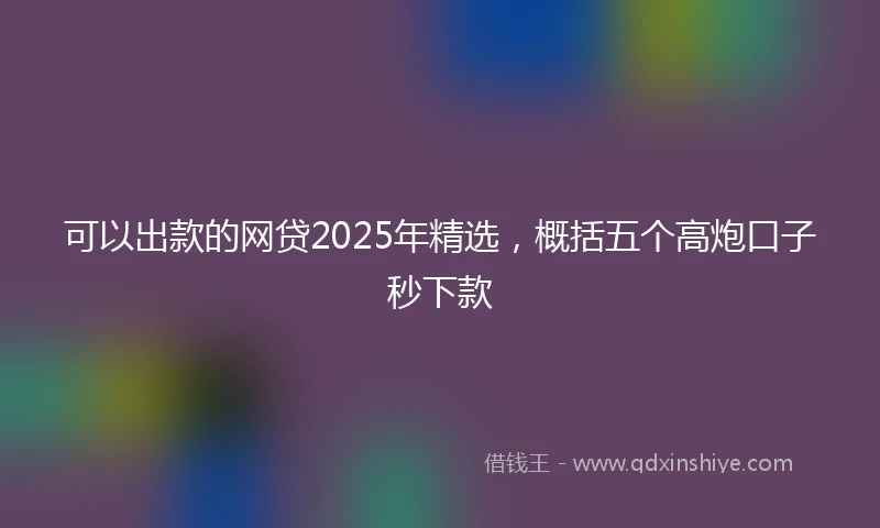 可以出款的网贷2025年精选，概括五个高炮口子秒下款