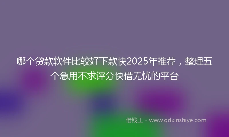 哪个贷款软件比较好下款快2025年推荐，整理五个急用不求评分快借无忧的平台