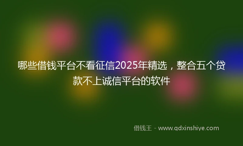 哪些借钱平台不看征信2025年精选，整合五个贷款不上诚信平台的软件