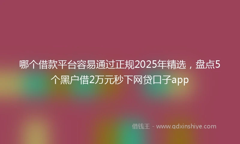 哪个借款平台容易通过正规2025年精选，盘点5个黑户借2万元秒下网贷口子app