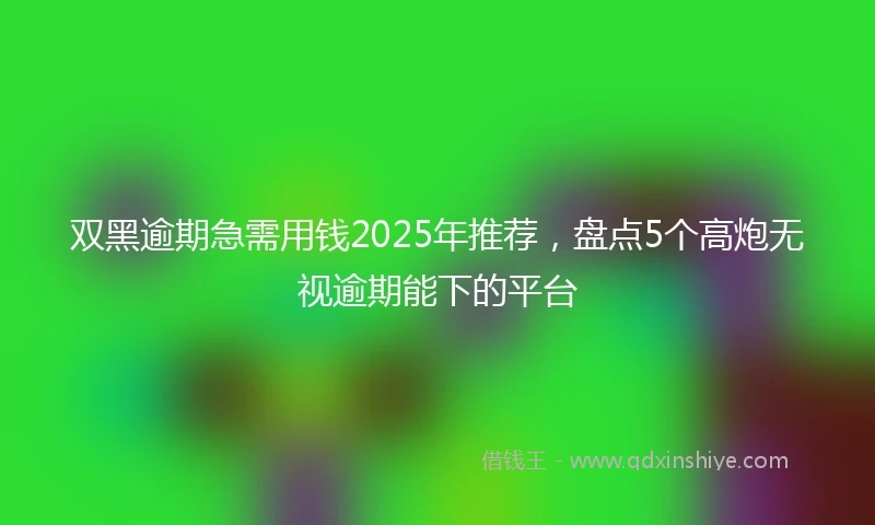 双黑逾期急需用钱2025年推荐，盘点5个高炮无视逾期能下的平台