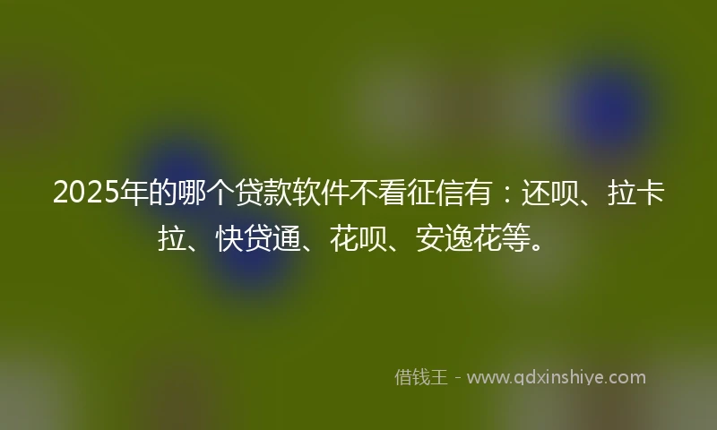 2025年的哪个贷款软件不看征信有：还呗、拉卡拉、快贷通、花呗、安逸花等。