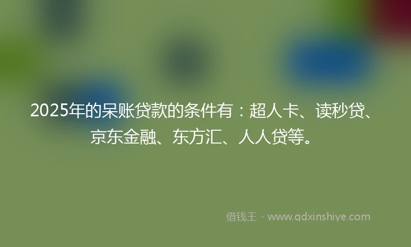 2025年的呆账贷款的条件有：超人卡、读秒贷、京东金融、东方汇、人人贷等。