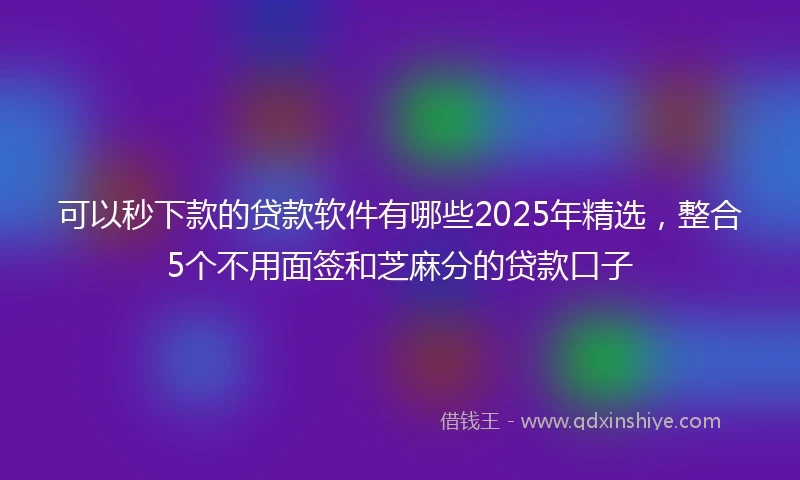 可以秒下款的贷款软件有哪些2025年精选，整合5个不用面签和芝麻分的贷款口子