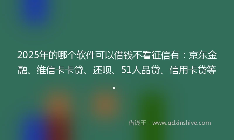 2025年的哪个软件可以借钱不看征信有：京东金融、维信卡卡贷、还呗、51人品贷、信用卡贷等。