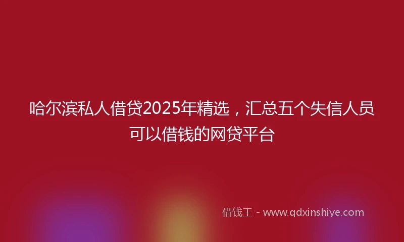 哈尔滨私人借贷2025年精选，汇总五个失信人员可以借钱的网贷平台