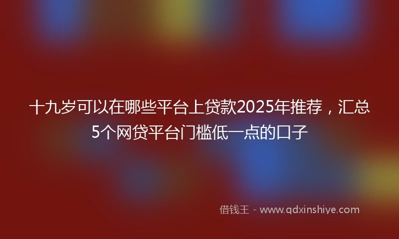 十九岁可以在哪些平台上贷款2025年推荐，汇总5个网贷平台门槛低一点的口子