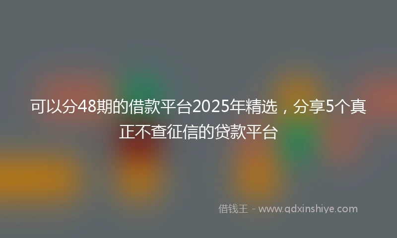 可以分48期的借款平台2025年精选，分享5个真正不查征信的贷款平台