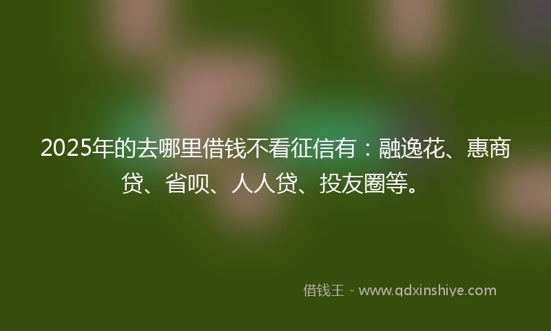 2025年的去哪里借钱不看征信有：融逸花、惠商贷、省呗、人人贷、投友圈等。
